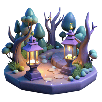 magnificent vintage Enchanted 3D Forest Path with Lanterns genuine png