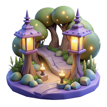 serene artistic Enchanted 3D Garden Path Illustration detailed png