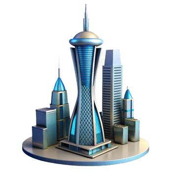 elegant artistic Futuristic Cityscape 3D Illustration genuine png