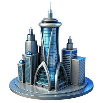 beautiful traditional Futuristic Cityscape 3D Illustration genuine png