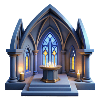 vibrant creative 3D Gothic Chapel Illustration premium png