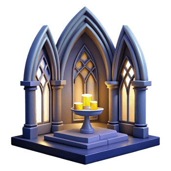 magnificent vintage Gothic Chapel 3D Render 4K png