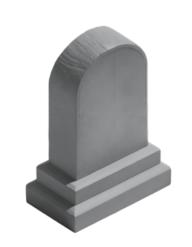 isometric 3d realistic grey headstone with smooth stone texture, simple tombstone monument for cemetery, memorial, and funeral themes, on isolated background png
