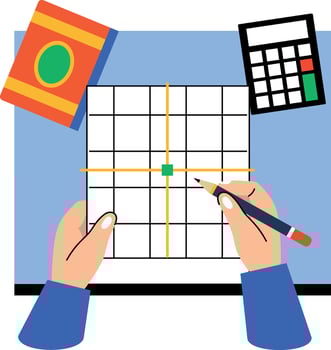 A flat style illustration of making cartesian plane vector