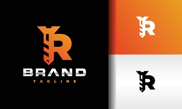 letter R bolt nut logo vector