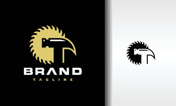 circular saw hammer logo vector