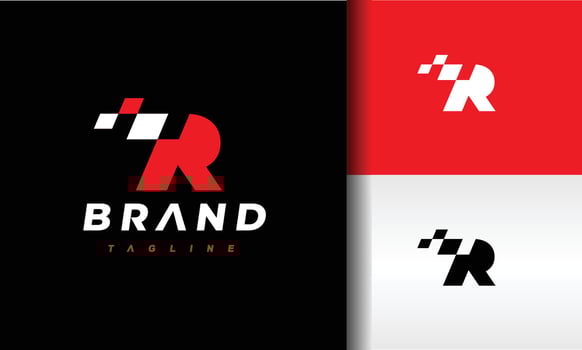 letter R pixel fast logo vector