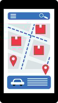 A flat style icon of logistic app tracking deliveries vector