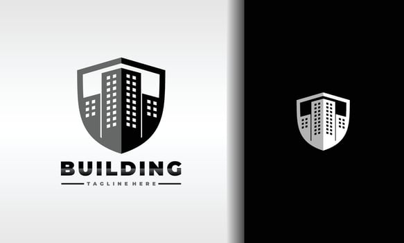 city buildings shield logo vector