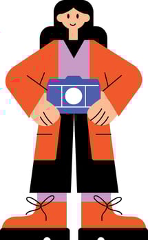 Female photographer flat style character illustration vector