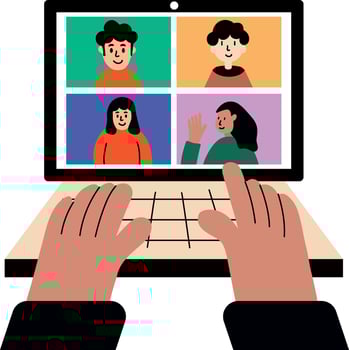 Testing face filters on laptop, flat style illustration vector