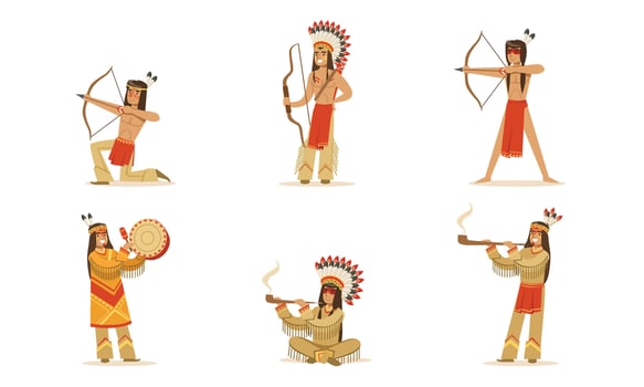 Set of man in traditional Indian clothing. illustration. vector