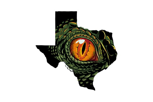 silhouette illustration of texas map with predator eyes vector