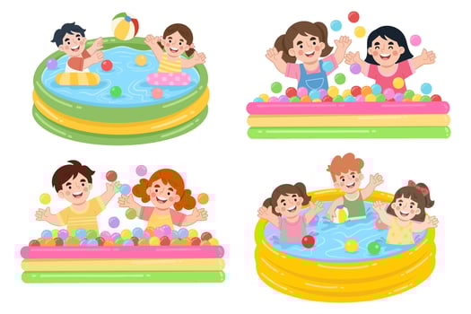 Illustration set of children playing activities vector