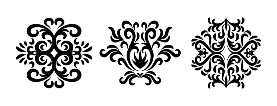 oriental damask pattern art on black colour vector