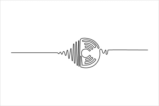 Abstract design featuring sound wave patterns and circular shapes on a white background vector
