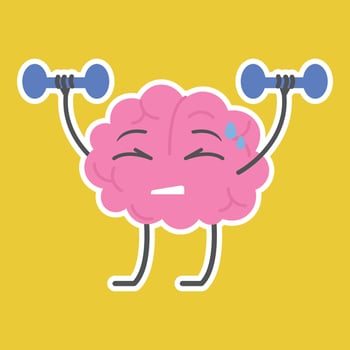 Brain exercising with dumbbells illustration vector