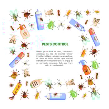 Pest Control Banner Template with Space for Text with Harmful Insects and Insecticides Illustration vector