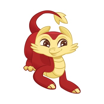 Cute Little Dragon, Adorable Mythological Animal Character Illustration vector