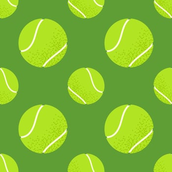 Tennis ball. For sports themes, outdoor games and team activity concepts. Seamless pattern for textile, wrapping paper, background. vector