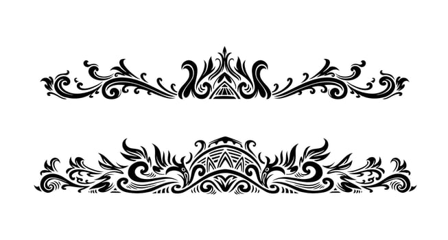Ornament floral design element for frame and wedding with vintage style art on black colour. vector