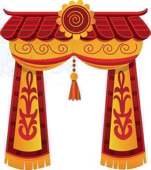 A flat style illustration of decorated chinese gate vector