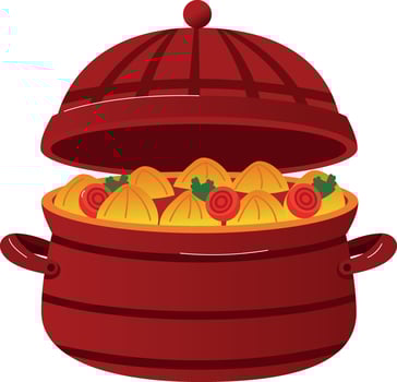 A flat style illustration of chinese food pot vector