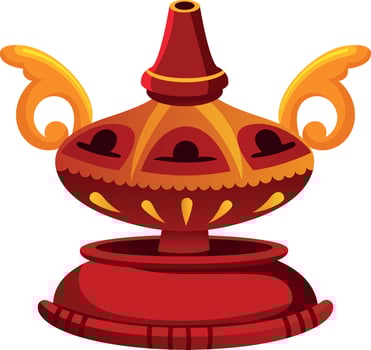 A flat style illustration of an incense pot vector