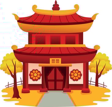 Chinese temple building illustration in flat style vector