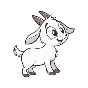 A cartoon goat with horns and a smile vector