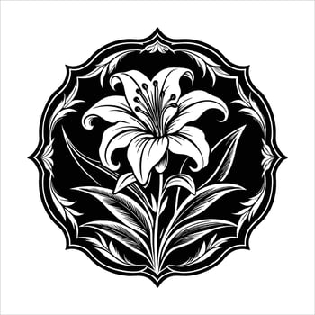Lily Flowers Wreath. vector