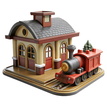 magnificent vintage beautiful abstract dramatic vintage 3D Render Train Station and Locomotive exclusive high resolution exclusive png
