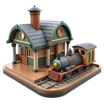 stunning rustic impressive modern magnificent artistic Charming 3D Render Train Station Illustration exclusive original original png
