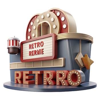 impressive creative extraordinary traditional dramatic artistic Retro Movie Theater 3D Render detailed detailed detailed png