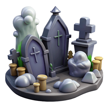 serene traditional dramatic creative impressive vintage Cartoon Graveyard 3D Model premium high quality 4K png