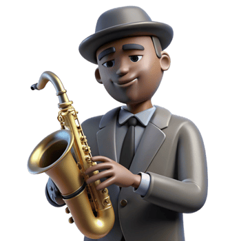 impressive modern vibrant abstract dramatic traditional 3D Cartoon Saxophonist Illustration high resolution 4K high quality png