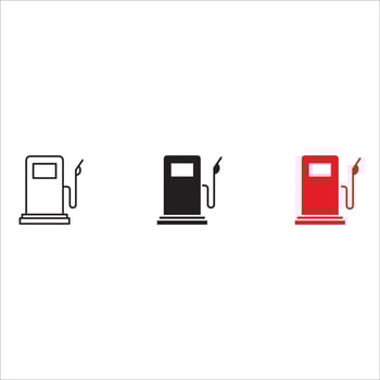 Gas station icon set black filled and outlined style. vector