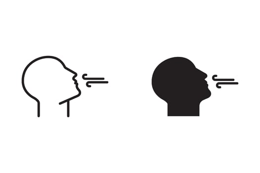Breathing icon set. Breath difficulties sign. Respiration problems symbol. illustration on white background. vector