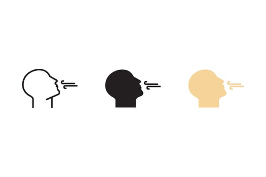 Breathing icon set.Breath difficulties sign. Respiration problems symbol. illustration on white background. vector