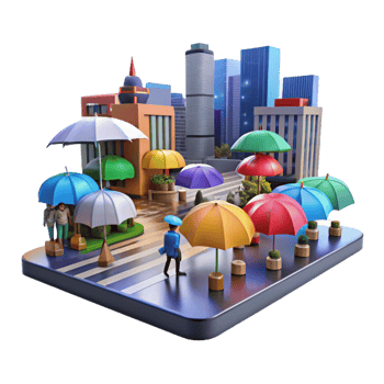 dramatic creative impressive creative wonderful traditional 3D Cityscape Rainy Day Illustration exclusive high resolution detailed png
