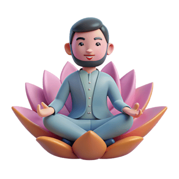 vibrant modern elegant modern beautiful creative 3D Render Peaceful Man Lotus Meditation detailed detailed original png