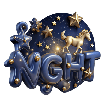 Night unicorn 3d illustration png