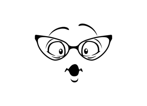 Cartoon face with glasses and surprised expression on a light background vector