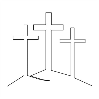 Good Friday continuous single line art drawing of outline art design vector