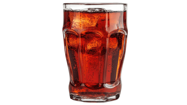 Refreshing glass of cola with ice cubes isolated on transparent background png