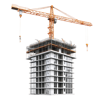 A construction crane is standing on top of a building png