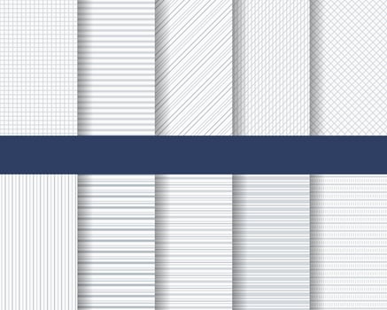 Set of ten subtle seamless patterns. Classic monochrome textures. Gray colors, swatches are included vector
