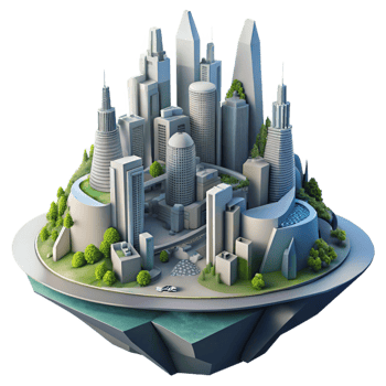 dramatic classic impressive vintage wonderful minimalist 3D City Island Illustration genuine high resolution 4K png