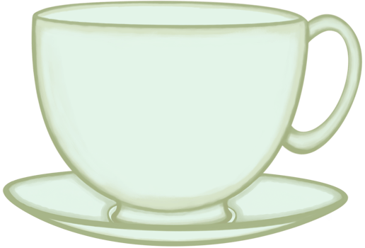 A green ceramic cup of hot coffee or hot tea with a coffee cup saucer. png