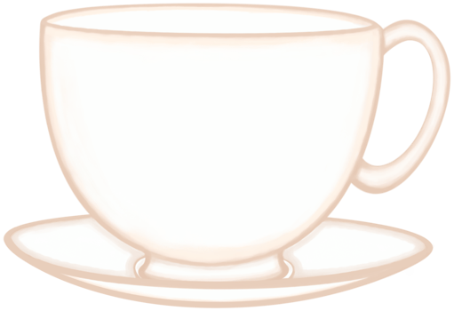 A white creamy ceramic cup of hot coffee or hot tea with a coffee cup saucer. png